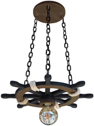 Lustre Pendente Timão Leme Náutico 40cm com 1 Bocal Estilo Rústico Decoraçã...