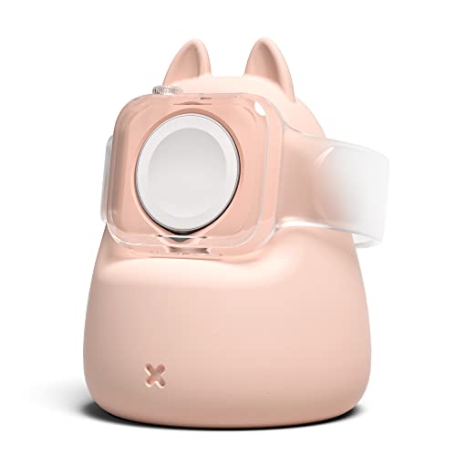 Charging&Display Stand Compatible with Apple Watch Series 49/46/45/44/42/41/40/38mm iWatch Ultra2/Ultra/10/9/8/SE2/7/6/SE/5/4/3/2/1,Cute Silicone Charging Dock,Supports Night Stand Mode,Pink