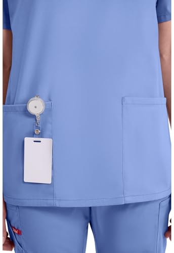 Image of Dickies Women's EDS Signature Scrubs Missy Fit V-Neck Top, Ceil Blue, 5X-Large