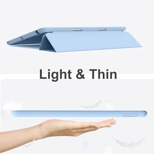 Image of Case for iPad 9th Generation 2021 / iPad 8th Gen 2020 /iPad Cover 7th Generation 2019, Silicone Case with Pencil Holder for iPad 9 /8 /7 10.2 inch, Auto Sleep /Wake, Blue
