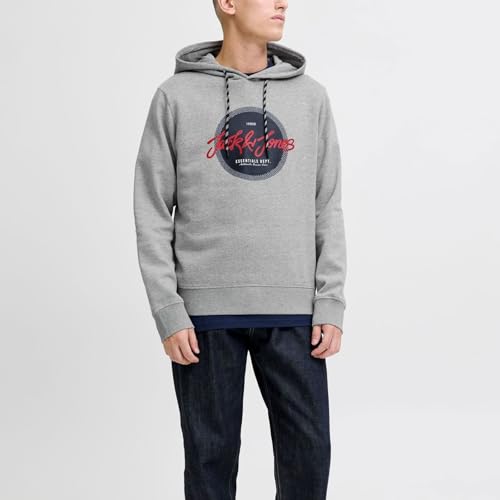 JACK & JONES Herren Hoodie Kapuzenpullover Urban Sweat Hood, Farbe:Grau, Artikel:-Grey Melange, Größe:L 2