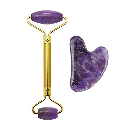 天然アメジスト翡翠アイマスクフェイシャルローラー瓜沙ストーンボードガッシュスクレーパー睡眠アイカーテンマッサージセット,タイプ05