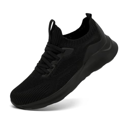 DLWKIPV Womens Walking Shoes Running Sneakers Slip On Tennis Sport Workout Gym Athletic Travel Work Lightweight Non Slip Fashion Breathable Comfortable Shoes All Black Size US 9.5
