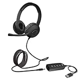 Cyber Acoustics Stereo Headset with USB or 3.5mm Connection, USB Control Module, Noise Cancelling Mic & Adjustable Mic Boom for PC and Mac, Classroom, Home or Office (AC-5812)