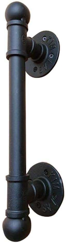 Poignée de porte coulissante noire tubulaire ronde en fer forgé pour WC