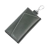 キーケース 本革 三つ折り メンズ レディース ユニセックス 6連 ICカード収納 カラビナ付き 紛失防止 一流の財布職人が作る 父の日・母の日にぴったりな 記念日 敬老の日 プレゼント 還暦祝い 退職祝い 引越し祝い(ダークグリーン)