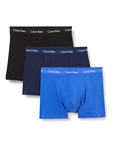 Calvin Klein Pack de 3 Bóxers para Hombre 3 Pk Trunk con Stretch, C-Black/Azul/Azul, L Cover