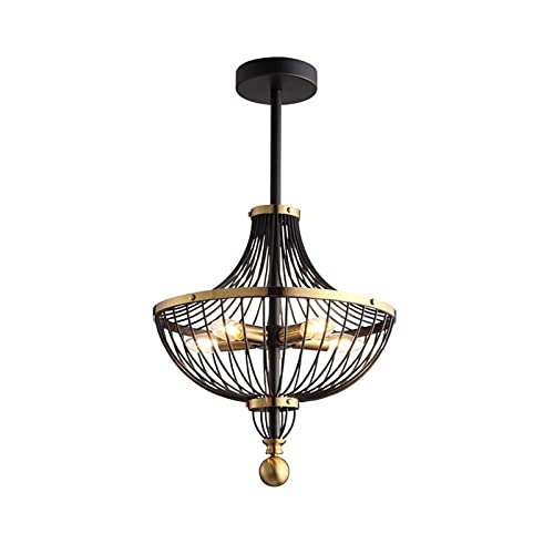Lustre cage en métal noir suspendu pour créer une ambiance moderne de restaurant ou club