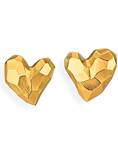 Drachenfels Herz-Ohrringe I Edle Ohrstecker aus goldplattiertem 925 Sterling Silber I Nickelfreie Damen-Ohrringe inkl. Geschenkverpackung I In Goldschmiedequalität gefertigt I D HE 26/AGG