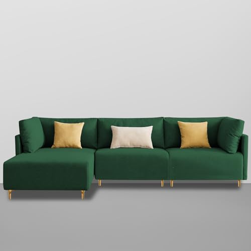 Image of Carina LHS 4 Seater L Shape Sofa Set for Living Room (Green Fabric) Premium Fabric Sofa