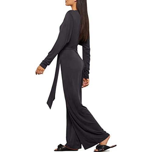 Bcbgmaxazria Womens Wide Leg Surplice Jumpsuit Black M #TOP1