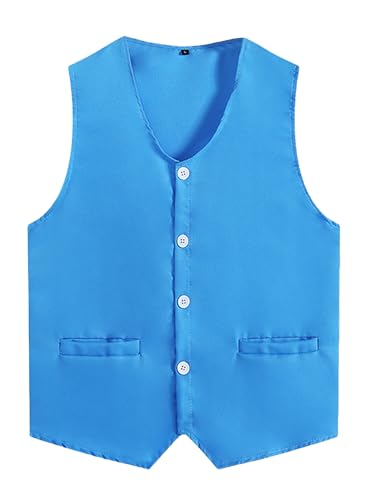 JEATHA Unisex Kids Volunteer Activity Vest Button Up Waistcoat Boys Girls Waiter Bartender Uniform Sleeveless Jacket