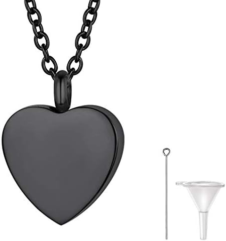 Richsteel Womens Ashes Necklace, Love Heart Pendant for Girls, Cremation Keepsake Jewellery, with Gift Box
