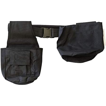 Calces365 Metal Detecting Waist Pouch, 1 Pouch with Multiple Pockets, 1 Pouch with Mesh Bottom for Discarded Items, 52 Inch Long Belt (Black)