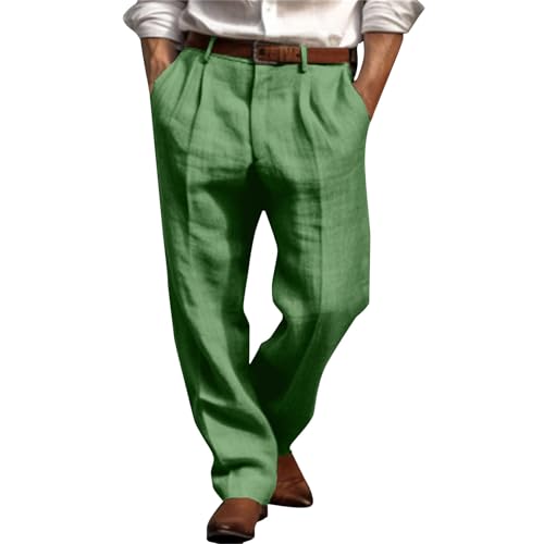 Pantaloni di Lino Cotone Uomo Pants Leggeri Eleganti Lunghi in