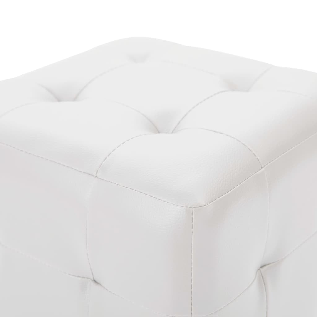 Pouf 2er Set Weiß 30x30x30 cm Kunstleder Holzrahmen Sitzhocker Sitzwürfel Wohnzimmereinrichtung Bequeme Fußhocker Truhenmöbel Dekoration