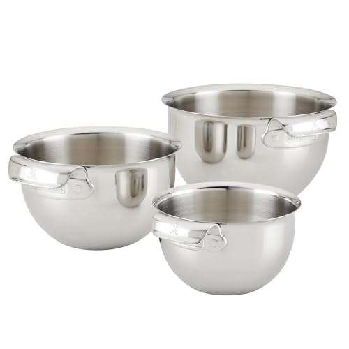 Hestan Provisions – 3-Piece Stainless Steel Mixing Bowl Set – 1.5qt, 3qt, and 4.75qt, Nesting Design