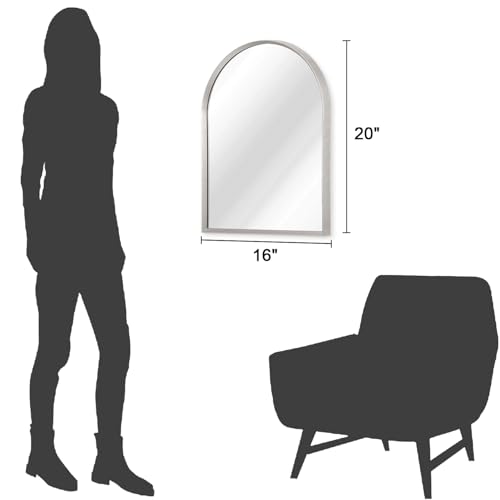 Image of Arched Bathroom Mirror, Wall Mounted Mirror Arch Mirror Aluminum Alloy Frame Bathroom Mirror Living Room, Bedroom, Bathroom and Entryway 20 inchx16 inch