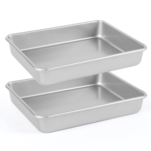 Listado de Charola para pastel - los preferidos. 47 Barlket - charola para hornear de 9 x 11 pulgadas, bandeja rectangular para pasteles, 2 piezas antiadherentes, bandeja para horno tostador, tamaño profundo para lasaña, Brownie,...