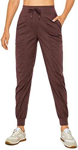 CRZ YOGA Lightweight Workout Joggers for Women, High Waisted Outdoor Running Casual Track Pants with Pockets Taupe Large