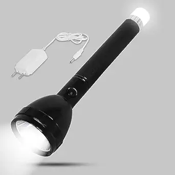 Pick Ur Needs Rechargeable Emergency Led Torch Light/Flashlight with Lithium Battery 2 in 1 Torch with Back Light Lamp