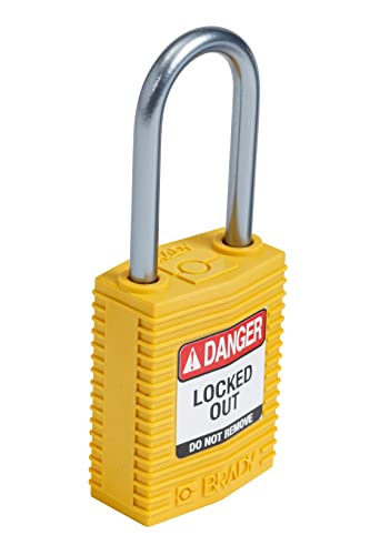 Image of Brady CPT-YLW-38AL-KD SafeKey Padlock, Yellow, 3.0 in H x 1.25 in W x 0.75 in D