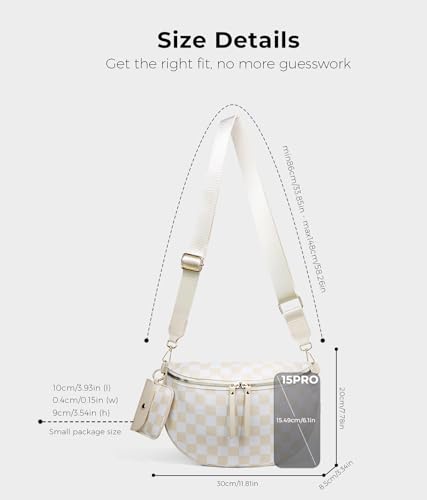 Image of 2 Pcs Checkered Crossbody Bags for Women Bum Bag Checkered Cross Body Sling Backpack Hobo Satchels Shoulder Wallet Purses