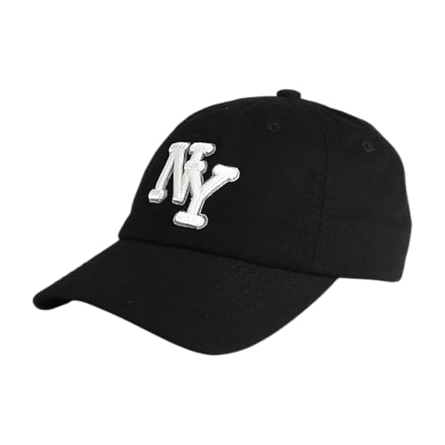 NY 3D Embroidered Cotton Dad Hat Classic New York Baseball Cap Adjustable Metal Buckle Strap Unstructured Low-Profile Style - Dad Hat Black