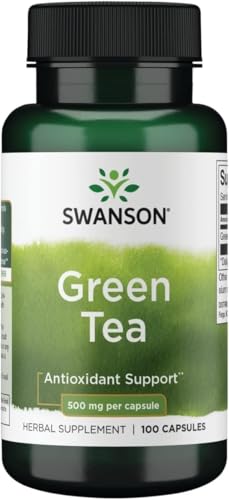 Swanson Green Tea Extract Supplement - Antioxidant Rich - 500 MG Green Tea Leaf Powder - 100 Capsules