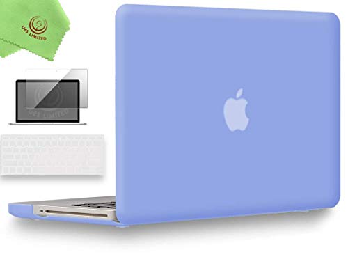 UESWILL 3in1 Smooth Matte Hard Shell Case Cover Compatible with MacBook Pro 13 inch with CD-ROM (Non-Retina) (Model A1278) + Clear Keyboard Cover and Screen Protector, Serenity Blue