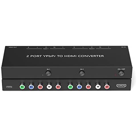 2 Port YPbPr to HDMI Converter 1080P Component to HDMI Converter Video Converter to HDMI Adapter for DVD, VCD, PSP, PS2, Xbox 360, NGC to New HDTV Monitor or Projecto.(2IN-1OUT) Cover