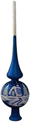 Christmas Tree Topper – Unique Collection of Blown Glass Xmas Tree Finials – Mouth-blown, hand-painted Treetop Glass Season Decorations, Beautiful, Classic Christmas Tree ornaments, 10 inch,WinterBlue