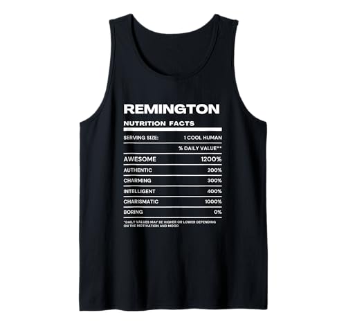 Remington Datos de Nutrición Nombre Gracioso Camiseta sin Mangas