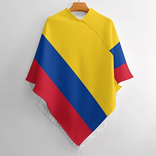 Colombia Flags Tassel Poncho Shawl Cape Wraps For Women2