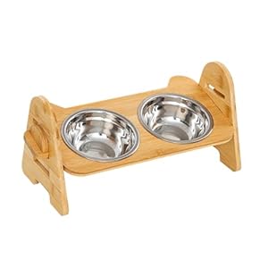 Elevated Dog Bowls, Puppy Feed Dishes, Pet Feeding Accessories, Raised Stand Comfortable Eating, Neater Floor Feeding for Dogs and Cats, 15.35×6.69×7.09 Inches