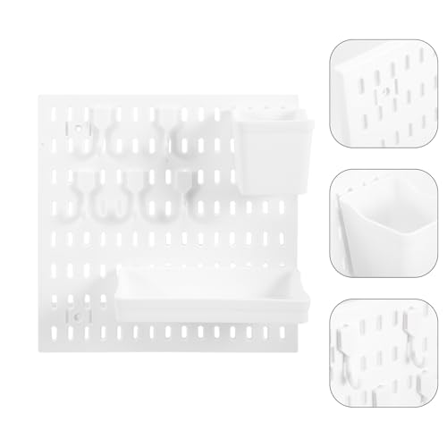 Panneau perforé blanc étagère murale sans perçage pour cuisine - 6