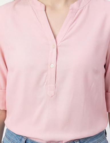 Image of FYLTR Women's Casual Roll -Up Sleeves V-Neck Top - Western Tops for Woman | Shirts for Women | Soft & Comfortable | Tops for Jeans