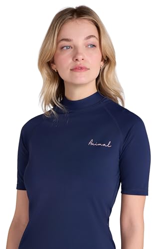 Animal Daisy Womens Logo Rash Vest - UPF 50+, Chlorine & Saltwater Resistant - Spring Summer, Beach, Swimming, Pool, Diving, Water Sports Navy Women's Size 6