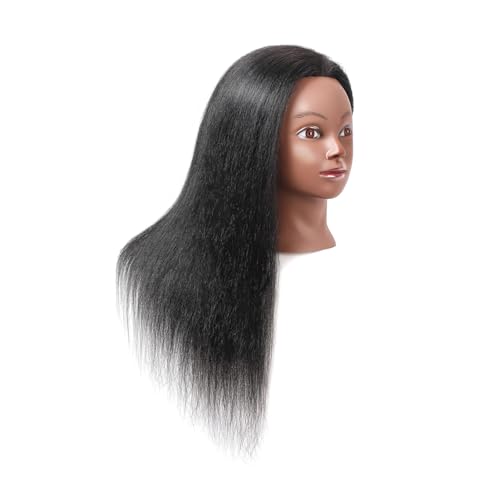 mannequin head with 100 real hair 1634 cosmetology mannequin manikin training practice doll head for hairdresser braiding hair styling hairdressing with clamp holder- black