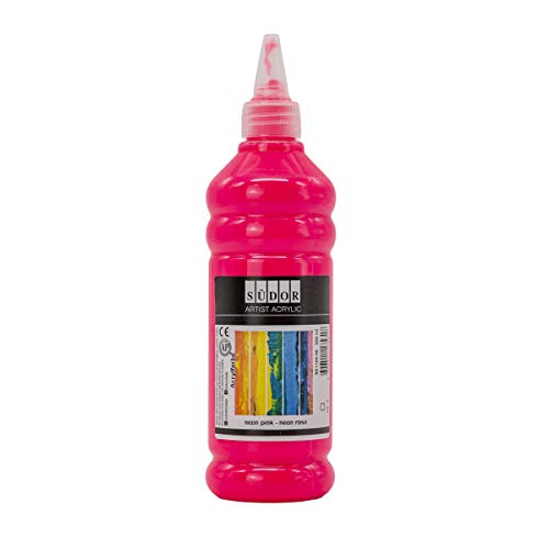 Peinture acrylique 500 ml – Peinture acrylique de qualité supérieure pour artistes (rose fluo (pink))