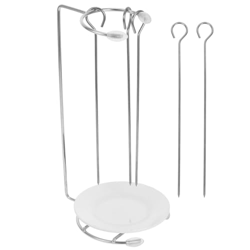 Abaodam Supporto per Spiedini in Acciaio Inox 5 Aghi Porta Spiedini per Barbecue Resistente alla Corrosione Griglia Compatta per Cucina All’Aperto e Attività di Grigliata