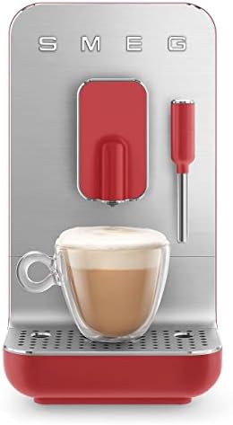SMEG BCC02RDMEU Compact Automatic Coffee Maker with Steam Functio...