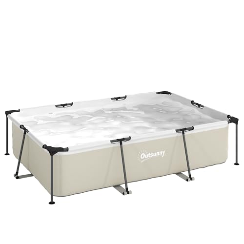 Outsunny Piscine Tubulaire Rectangulaire - 316x238x66,5cm avec Pompe de Filtration - Piscine Hors Sol Famille 3701L en PVC Triple Couche, Structure Stable...