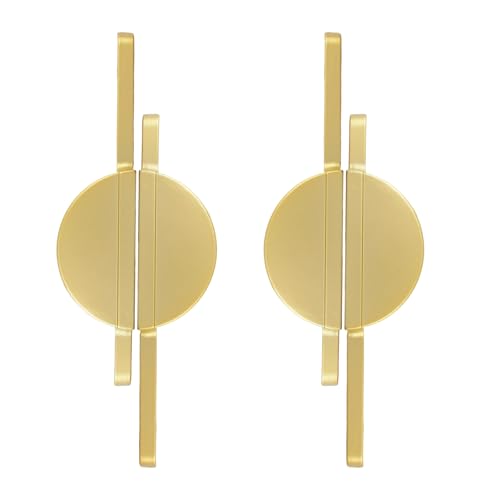 INCREWAY Lot de 2 poignées de tiroir en demi-lune dorées brossées, 64 mm de trou à trou pour armoire de cuisine, placard, commode