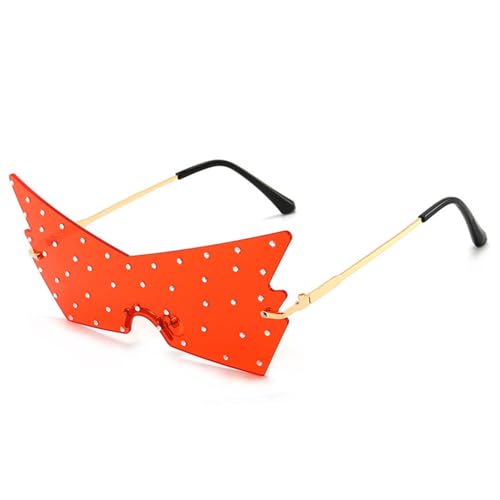 Lunettes de soleil sans monture strass punk et verres surdimensionnés diamant