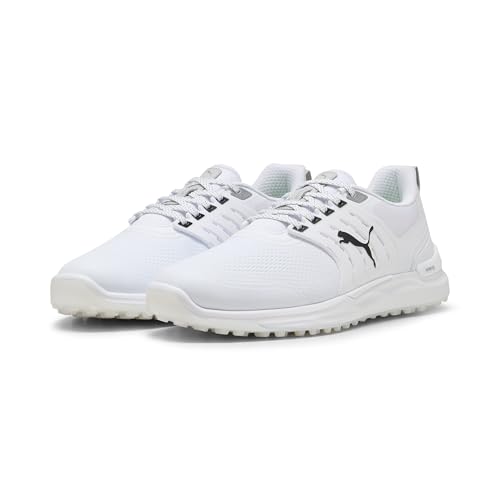 PUMA Men's Ignite Elevate 2 Wide Golf Shoes, White Black Silver, 93