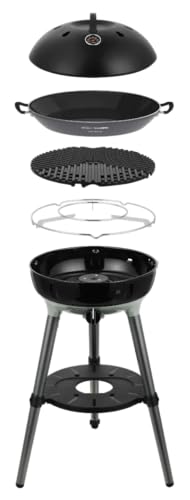 CADAC- Carri Chef 40 Gasgrill 60 x 60 x 86cm - Mobiler Campinggrill mit Grill2Braai-Platte Panhouder Paellapfanne & Deckelthermometer - Inkl. Tragetasche - 50mBar - Stahl & Kunststoff