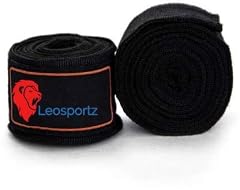 serveuttam Cotton Leosportz Boxing Hand Wrap Boxing Mexican Stretch/Spandex Bands/Hand Bandage/Protectors/Muay Thai/MMA/Kick Boxing/Cross Fit/Aerobics/ (Black, Free Size)