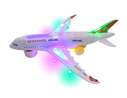 Image of Amitasha Battery Operated Aeroplane Toy for Kids with Bump & Go Airplane Flashing Lights and Realistic Jet Engine Sound for Boys 2-10 Years Birthday Gift
