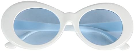 Retro Thick Frame Clout Goggles-Inspired By Kurt Cobain Sunglasses (White/Blue)